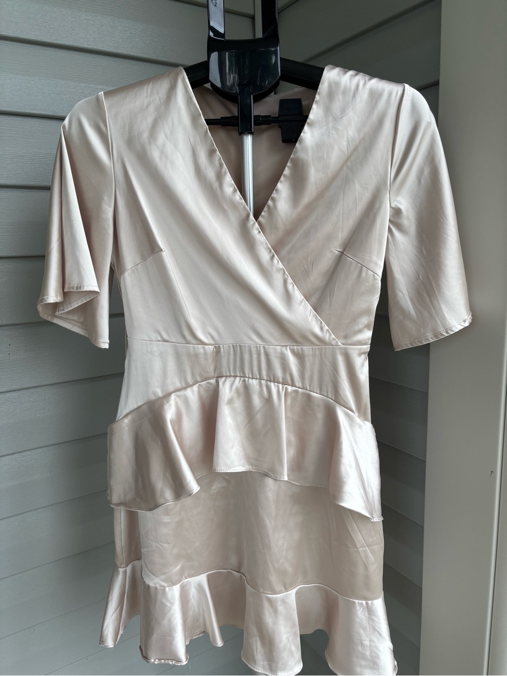 Altar’d‎ State Champagne Satin Wrap Mini Dress | Small